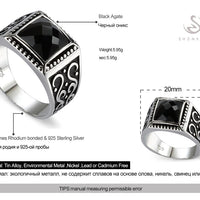 Eulonvan engagement Wedding 925 sterling Silver male finger rings for men Black Cubic Zirconia Hot S-3809 size 7 8 9 10 11 12 13