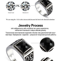 Eulonvan engagement Wedding 925 sterling Silver male finger rings for men Black Cubic Zirconia Hot S-3809 size 7 8 9 10 11 12 13