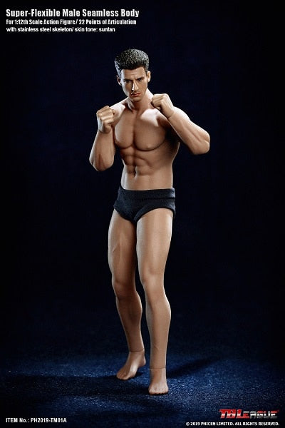 TBLeague 1/12 Super-Flexible Male Seamless Body Action Figure With Head Sculpt TM01A /TM02A Fitness Suntan Skin