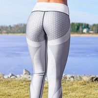 Womens Mesh Pattern Print Leggings Fitness Leggings For Women Sporting Workout Leggins Elastic Slim Black White Pants #E15
