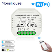 2 Gang 2 Way Wifi Smart Light Switch Diy Breaker Module Smart Life/Tuya APP Remote Control,Working with Alexa Echo Google Home